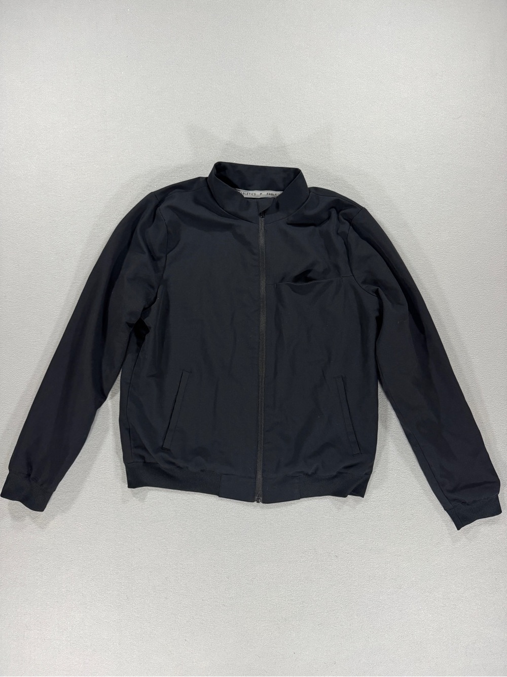Fabletics Full Zip Mock Neck Performance Bomber Track Jacket Womens Large Black